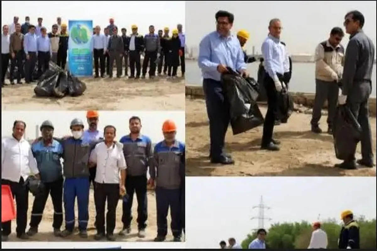  پاکسازی خور زنگی در منطقه ویژه پتروشیمی با حضور مدیران و کارکنان پتروشیمی خوزستان