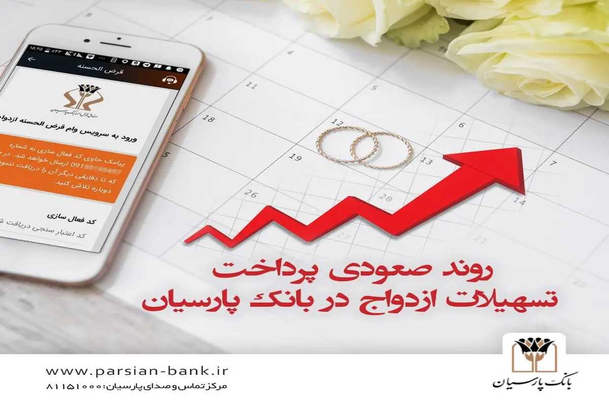 روند صعودی پرداخت تسهیلات ازدواج در بانک پارسیان / پرداخت 4 هزار و 529 میلیارد ریال تسهیلات ازدواج در 9 ماهه سال 1400
