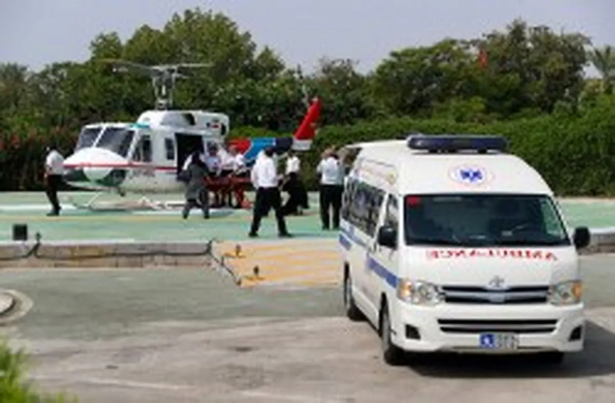 پرواز آزمایشی از پد هلیکوپتری بیمارستان کیش
